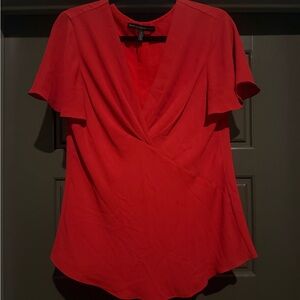 White House Black Market Red Wrap Blouse